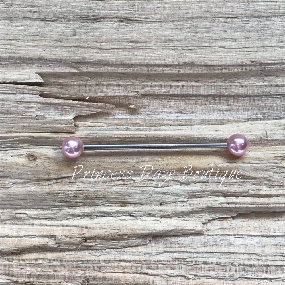 Pink Pearl Industrial‎ Barbell Earring